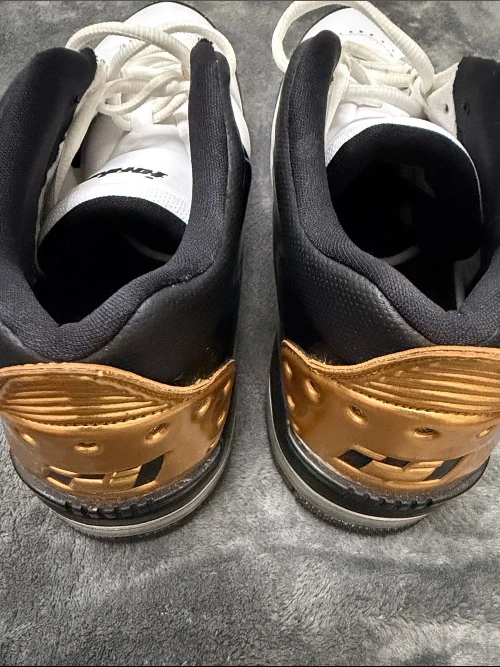 Jordan Men’s White and Black Low-Top Sneakers with Tan Heel Tab
